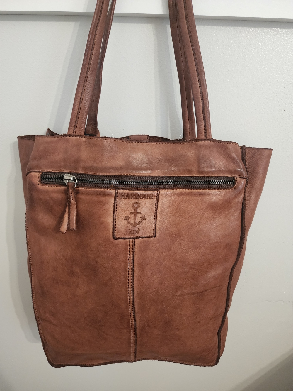 Harbour 2nd Brown Leather Tote Bag with Front Zip